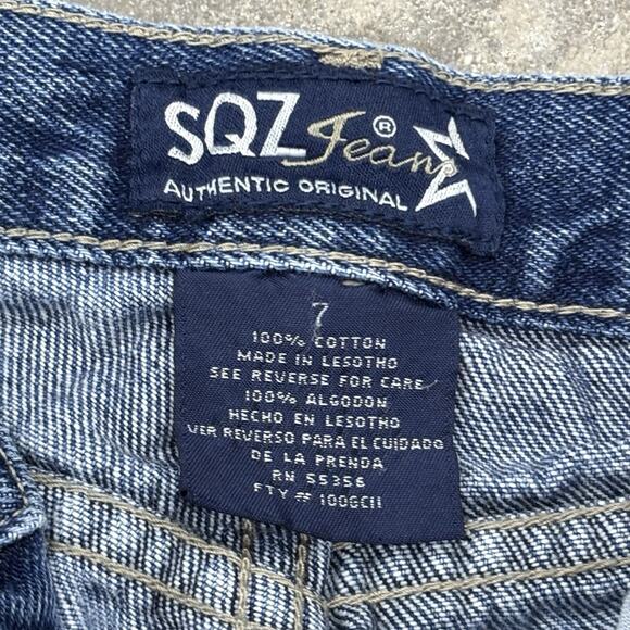 Y2K SQZ Jeans Kids Girls Sz 7 Pockets Blue Cotton Flare 90s Classic Cotton - Picture 10 of 14